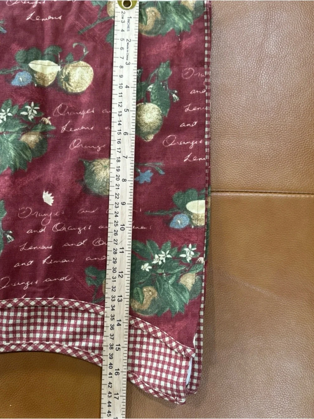 Pair of Waverly Cotton Valances Fruit & Gingham Country Cottage Style 76” x 17”